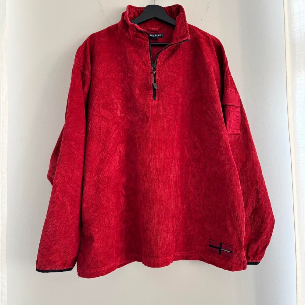 Vintage Structure Corduroy Ribbed Pullover Mens XL 1/4 Zip 100% Cotton - Picture 3 of 10